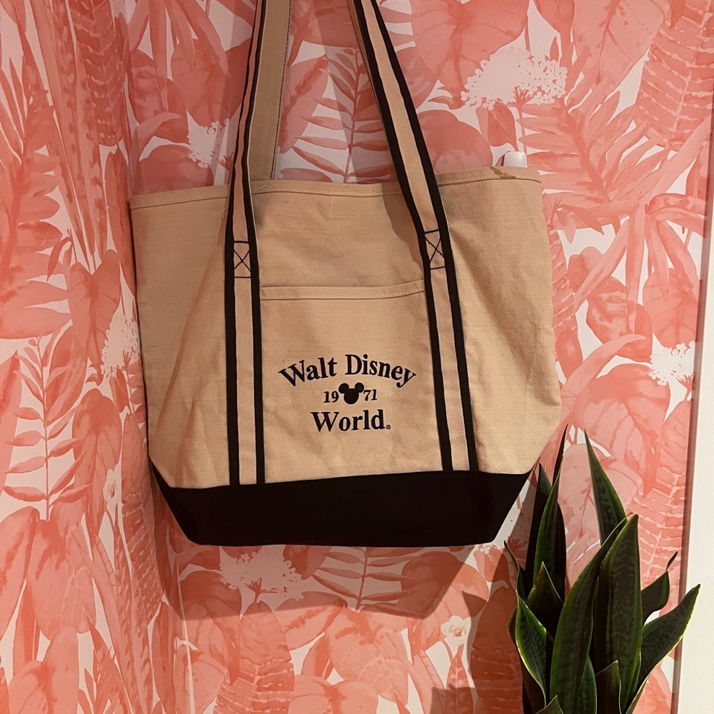 Vintage Disney Cream and Black Canvas Beach Bag
